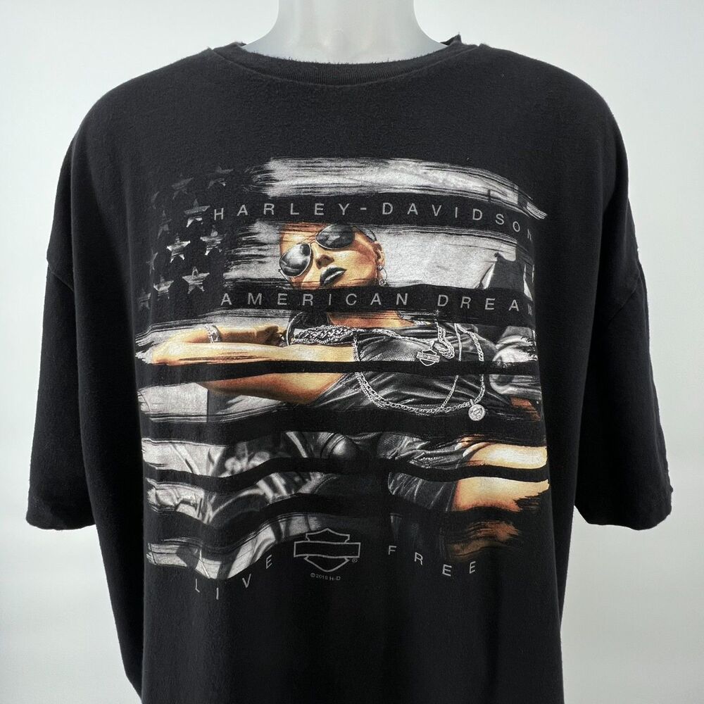 Harley Davidson New York City Dealer Patriotic Rider Graphic Tee Mens 2XL Biker
